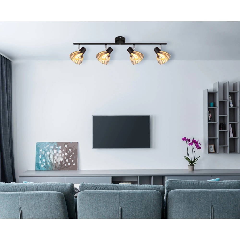 Ceiling lamp 4-lights Zachery Black Globo 9007371525492