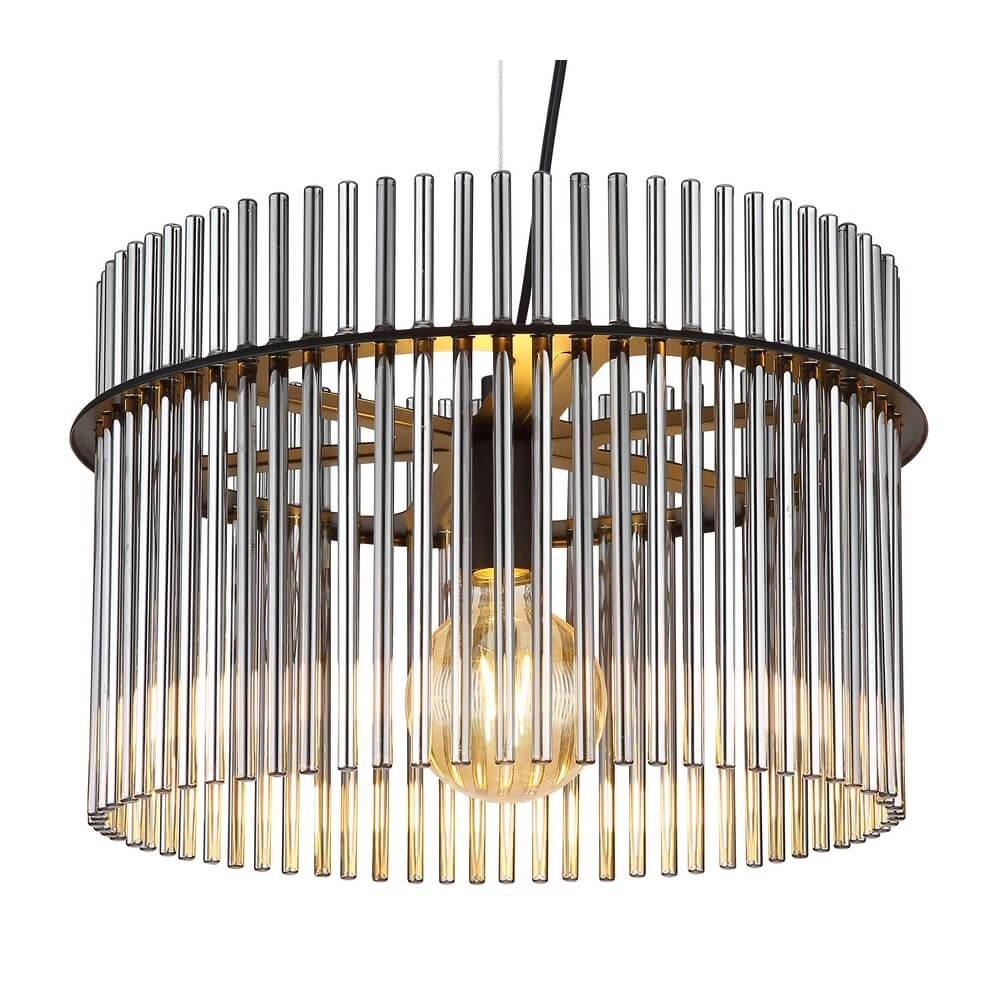 Black pendant lamp Gorley with smoke glass Ø 40cm Globo 9007371445189