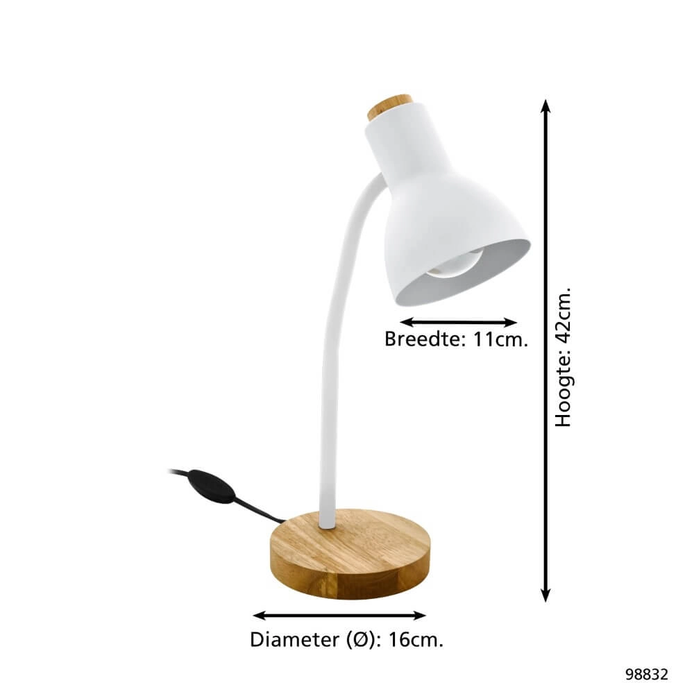 Rustic desk lamp Veradal white with wood Eglo 9002759988326