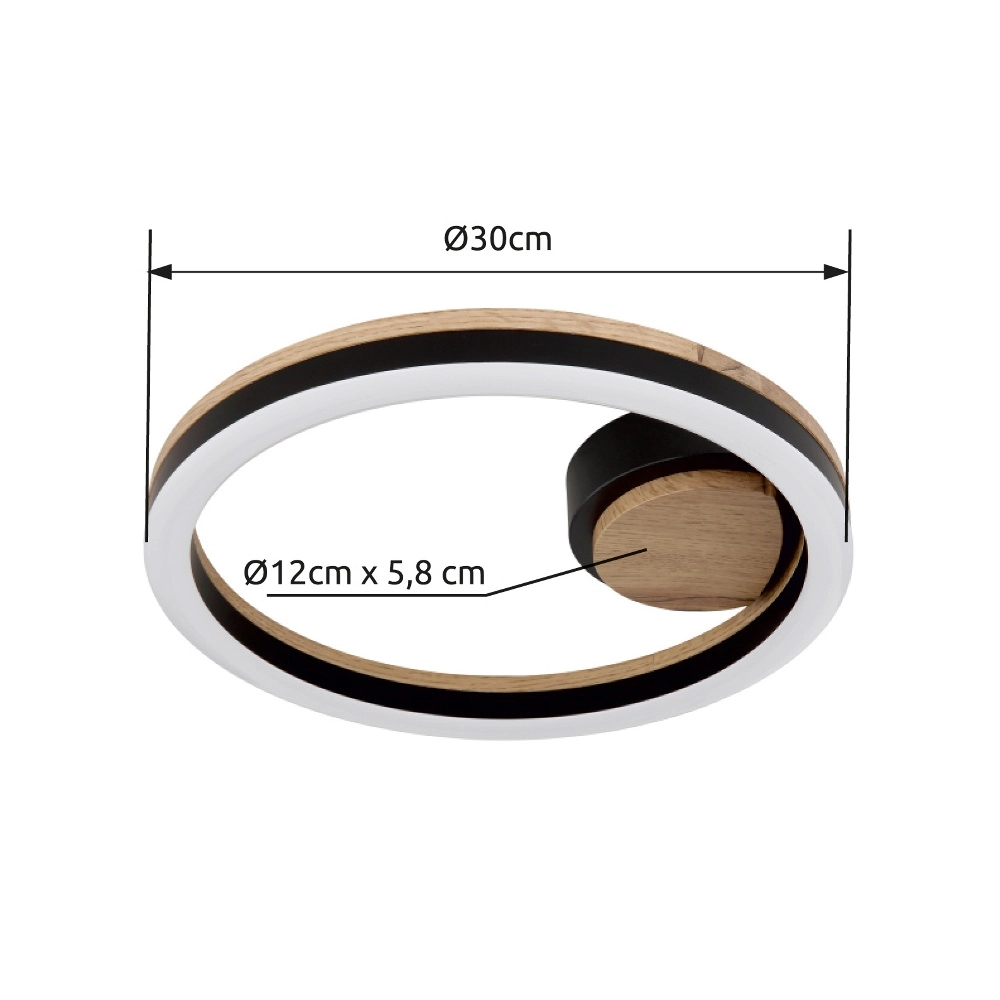 Ceiling lamp Beatrix Round black with wood Globo 9007371445417