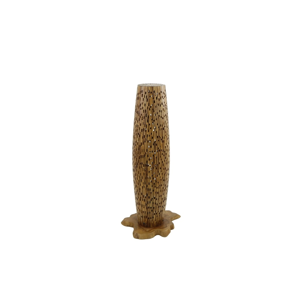 Wooden floor lamp Bars teak - 104cm - Ø 40cm Lyora 8716803512788