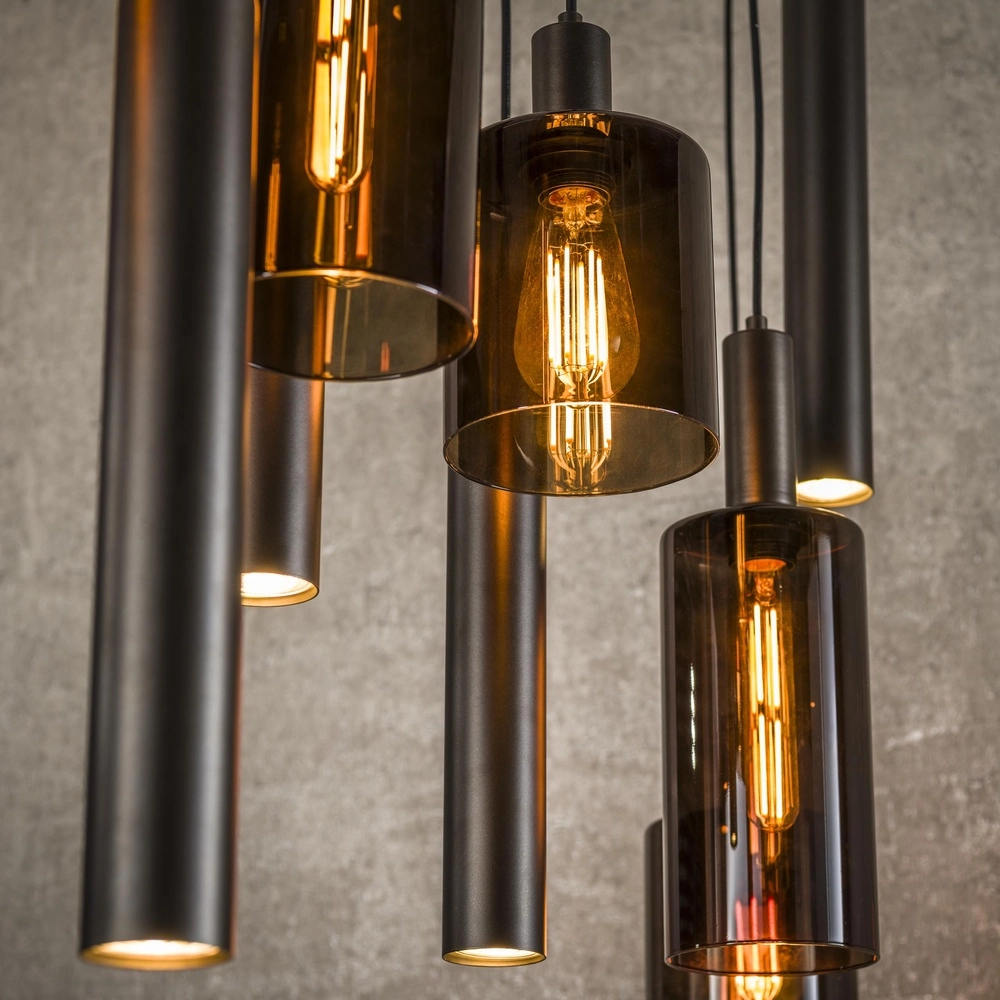Dining table pendant lamp Sepiora Sienna brown - dark glass - with pendants Lyora 8716803513464