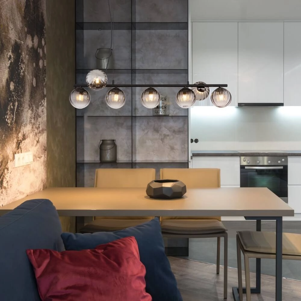 7-light pendant lamp Dallerta smoke glass Globo 9007371452576