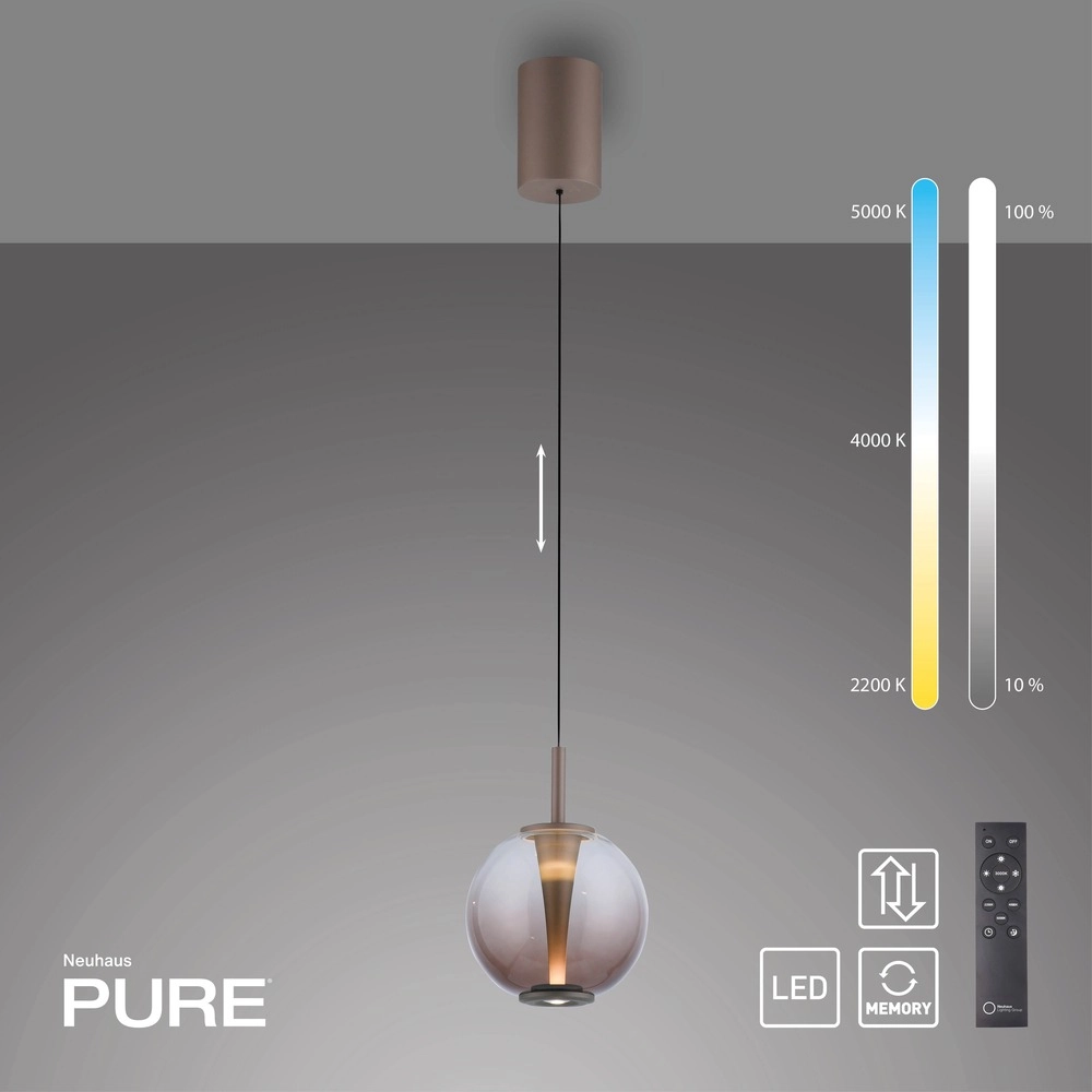 Led pendant light Pure Infinity with amber glass - Ø 18cm Paul Neuhaus 4012248399040