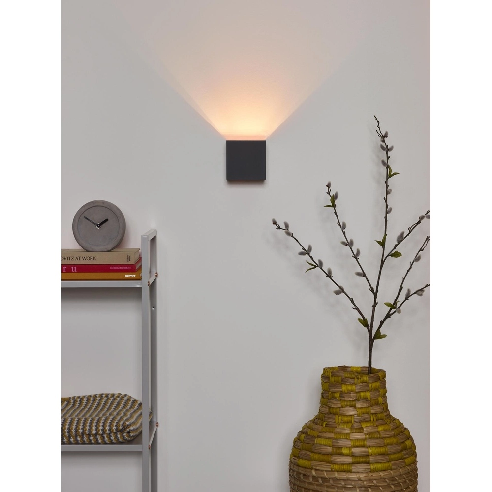 Square wall spotlight Xio 2700K grey Lucide 5411212091901