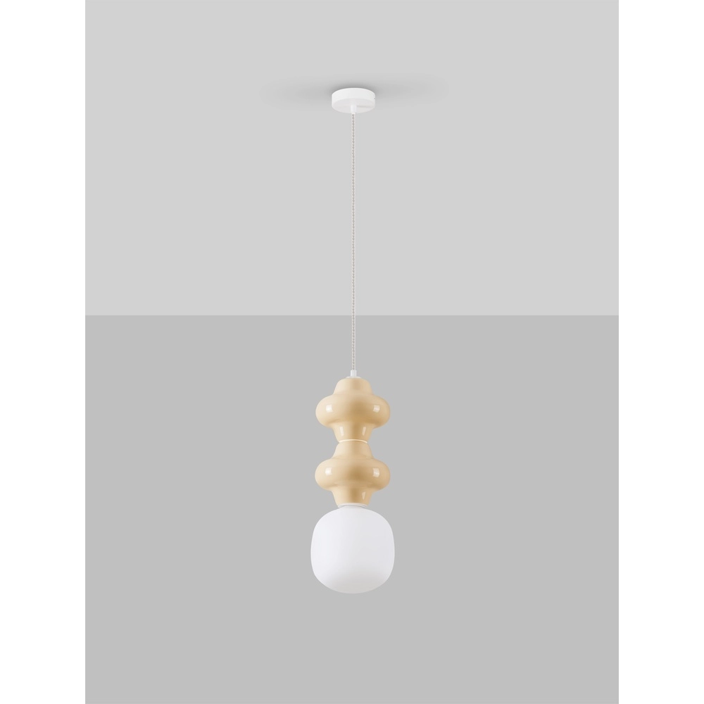 Pendant lamp Clio M yellow ceramic with white glass Lyora 5212017461223