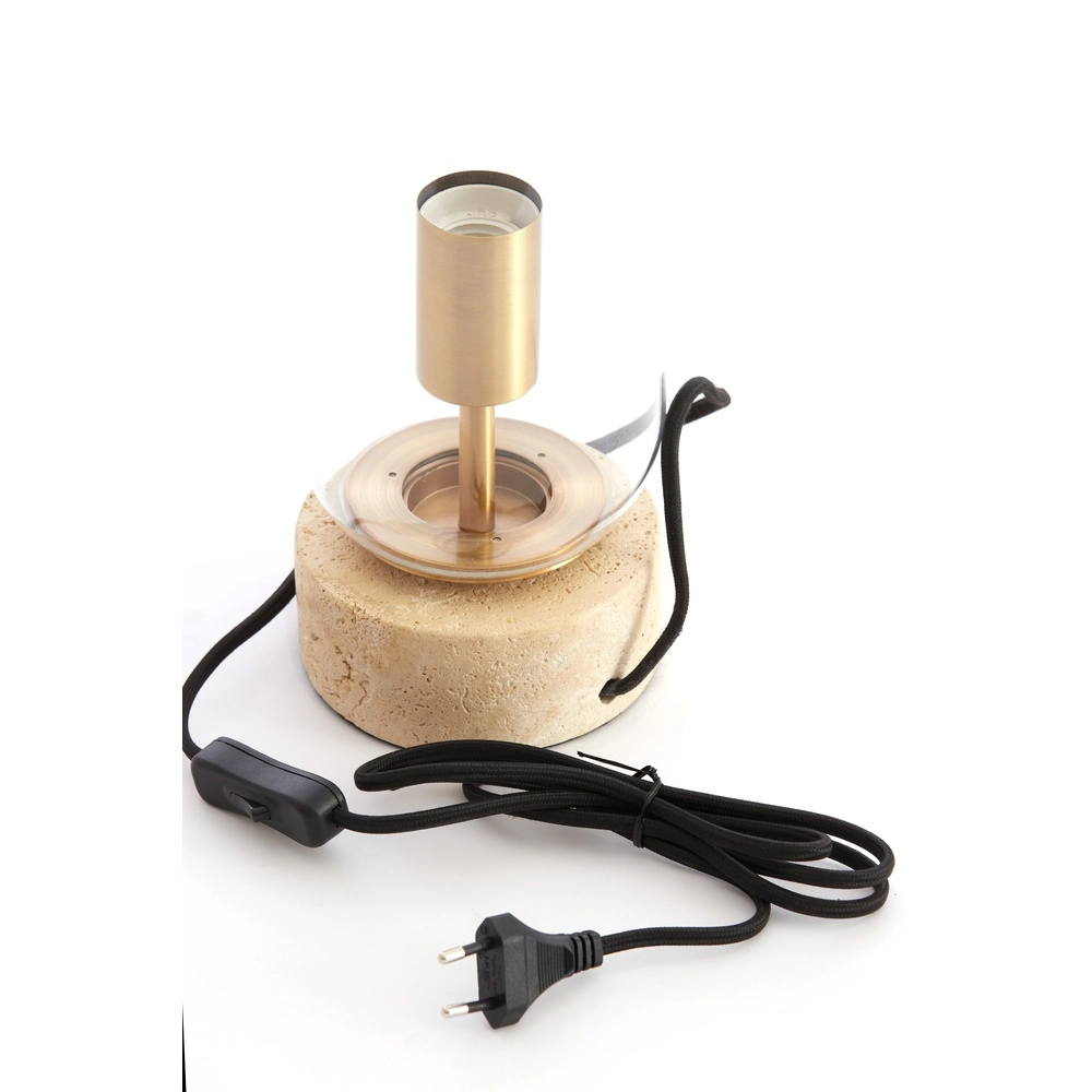 Glass table lamp Rylano 47cm - with travertine Light & Living 8717807730680