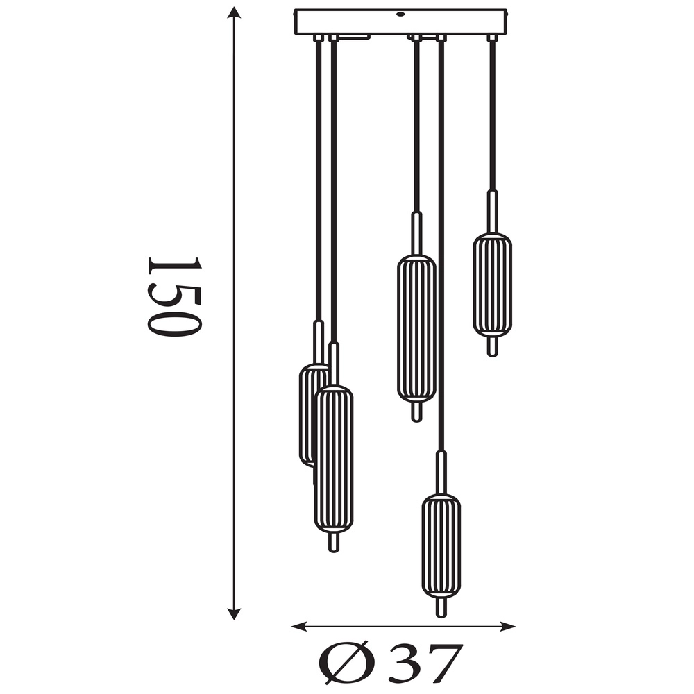 Unique pendant lamp Cattail 5-light bubble glass Searchlight 5053423301259