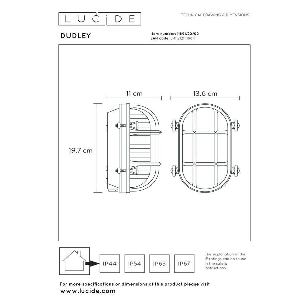 Bullseye Wall Lamp Dudley IP54 gold Lucide 5411212114884