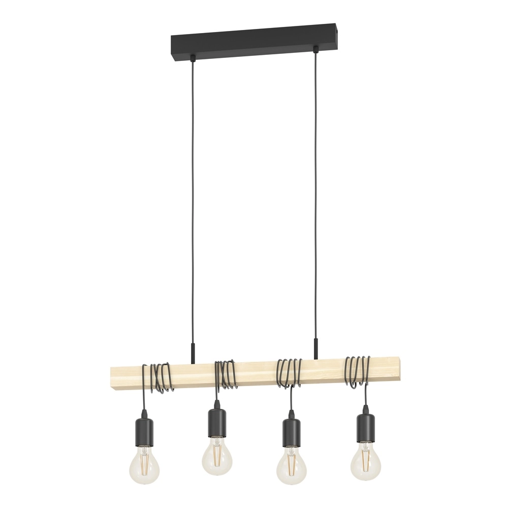 Pendant lamp Townshend wood look - 4x E27