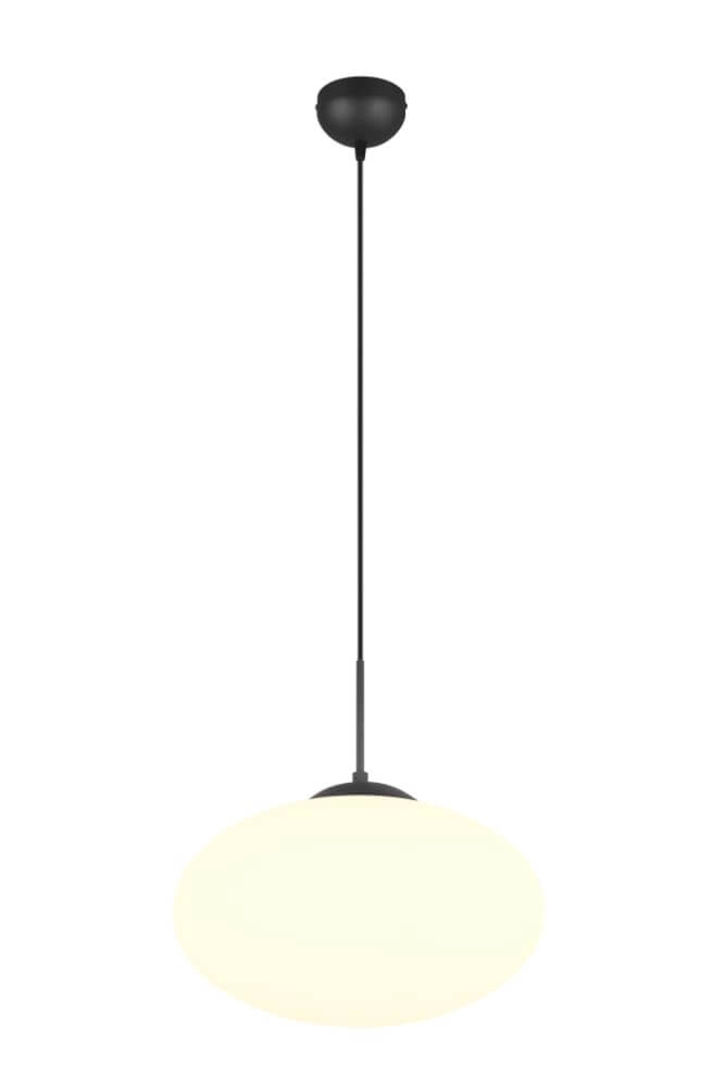 Oval pendant lamp Fomento Ø 40cm - black with white glass