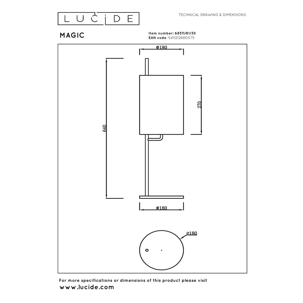 Table lamp Magic Black Lucide 5411212680075