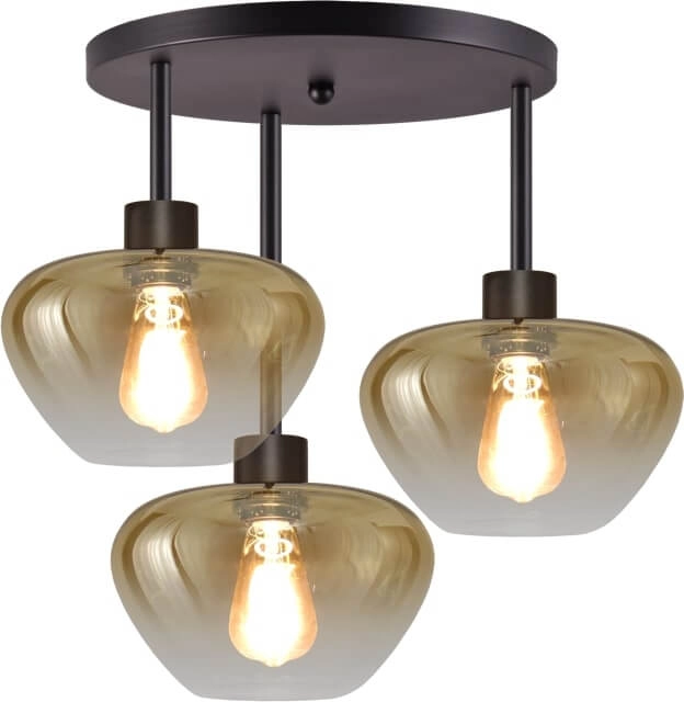 3-light ceiling lamp Genua black with gold glass Ø 24cm