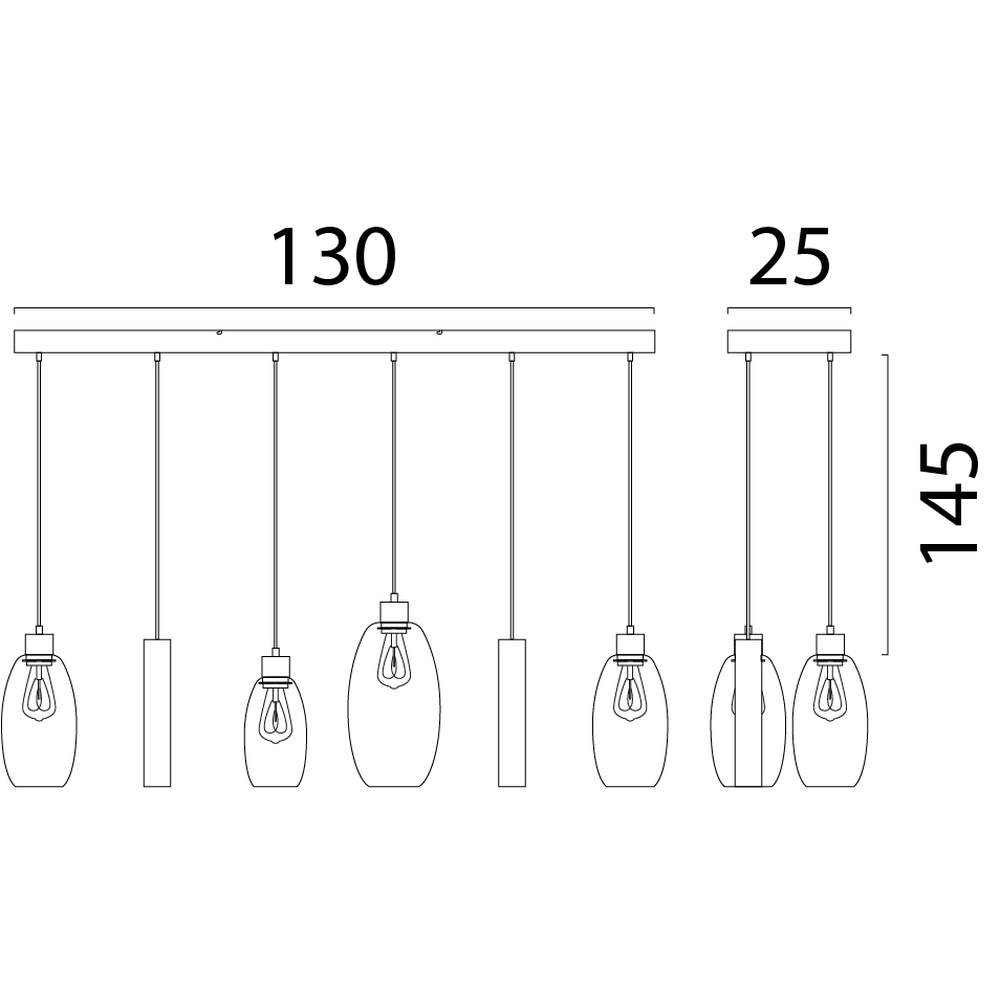 Glass pendant lamp Olive 4x glass - 2x Run - cocoa Masterlight 8718121396866