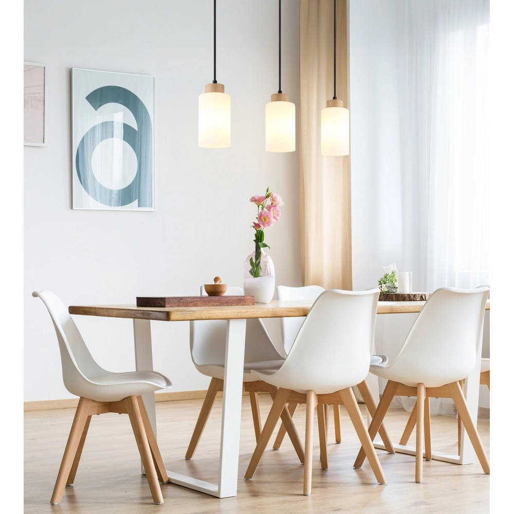 Pendant lamp Rowena 3-light wood Globo 9007371580248