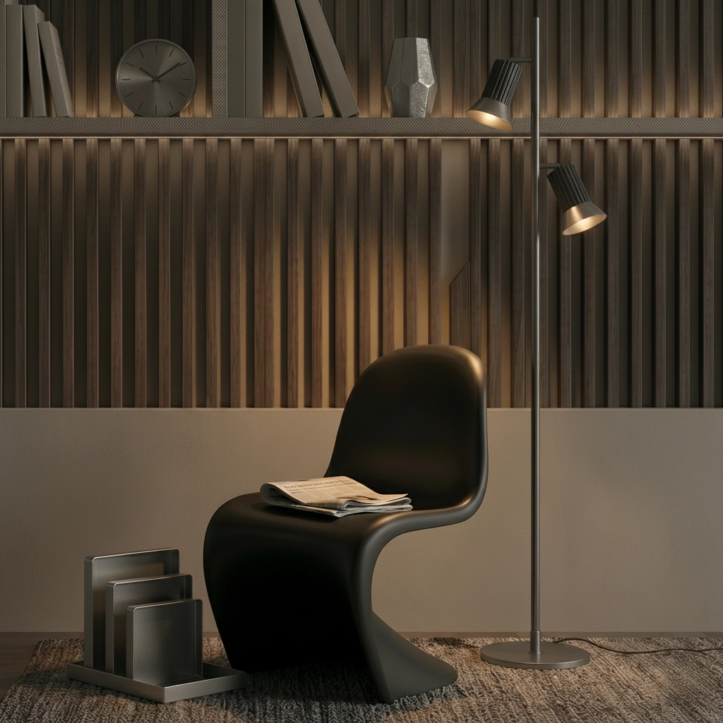 Design floor lamp Luvia black with bronze