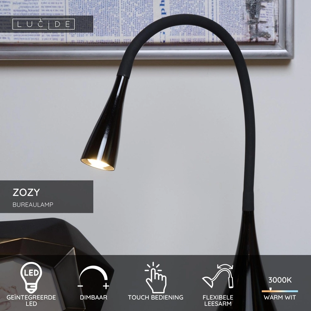 Desk lamp Zozy Black Lucide 5411212185389