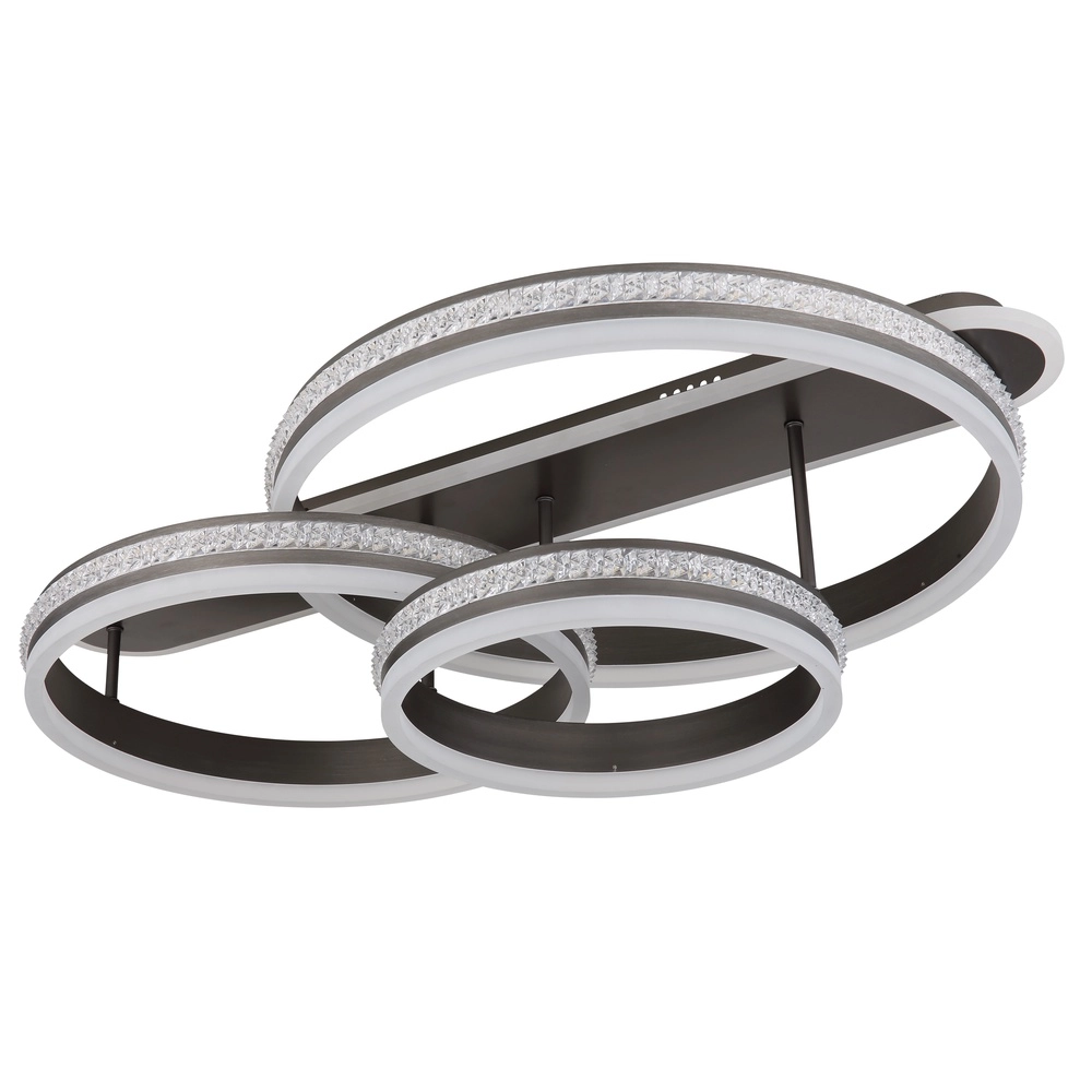 Design ceiling lamp Grouni 3 rings titanium brushed Globo 9007371449002