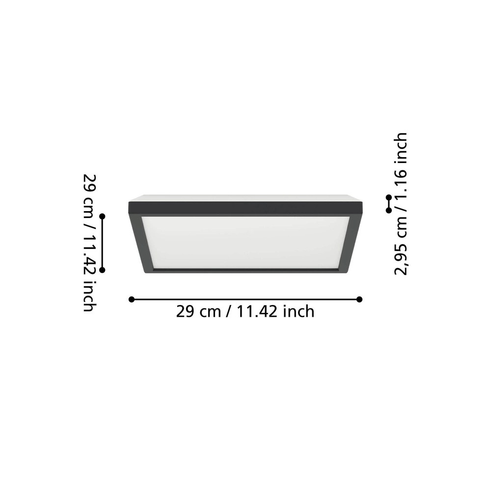 Smart bathroom lamp Rovito-Z Square - Black - 29x29cm Eglo 9008606329731