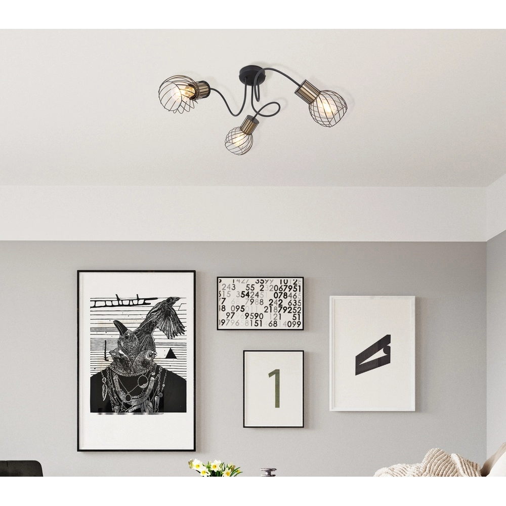 Ceiling lamp Argusto 3-light black Globo 9007371393718
