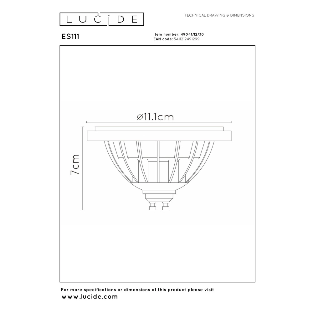 12W Led ES111 - 2200-3000K black DTW Lucide 5411212491299