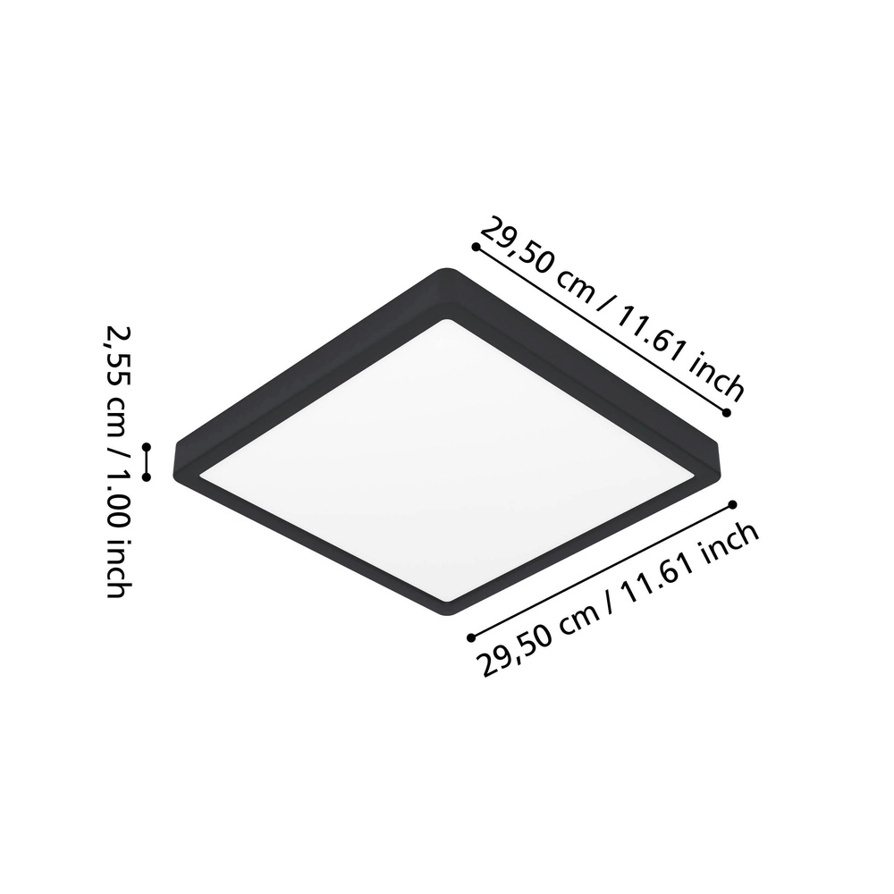 Ceiling light IP44 Fueva 6-Z Square - Black - 29.5x29.5cm Eglo 9008606330522