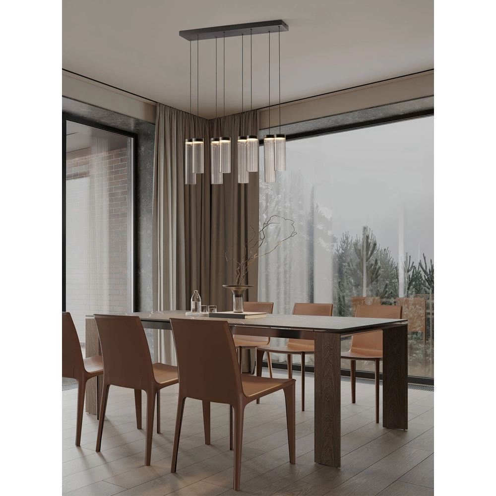 Design pendant lamp Brielle anthracite with mocha glass 8-lights