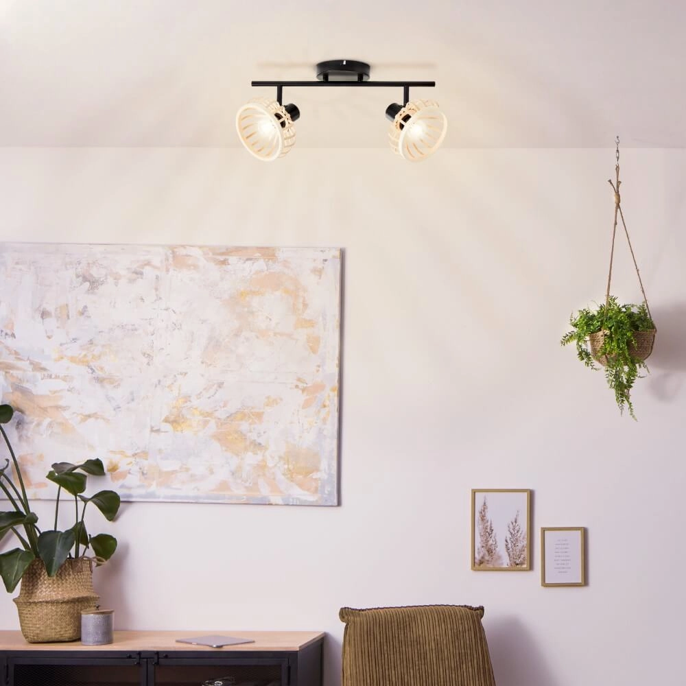 Wooden ceiling lamp Norah 2-light Brilliant 4004353409523