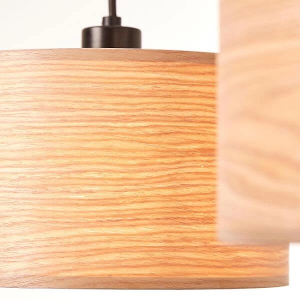 Hanging lamp Romm 3-light black with wood brown Brilliant 4004353394812