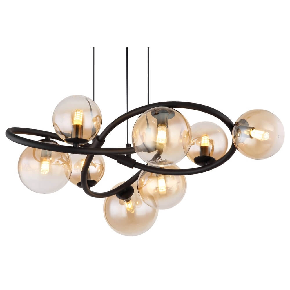 Black pendant lamp Tuberius Design 8-light Globo 9007371449446