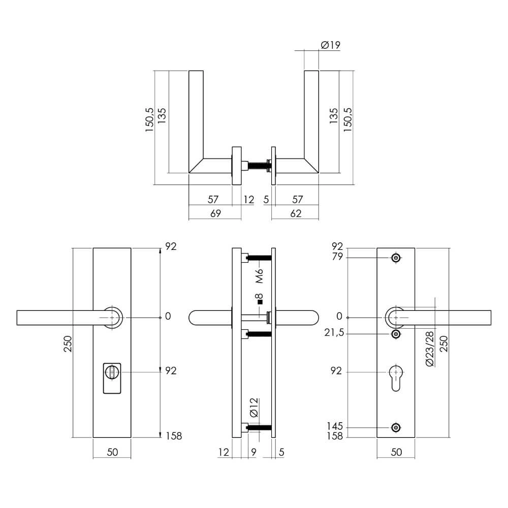 Backdoor hardware Jura PC 92mm brass Intersteel 8714186697627