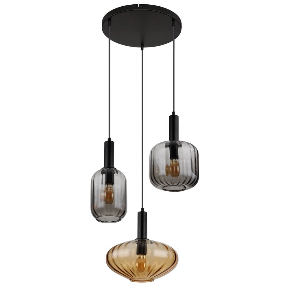 Pendant lamp Valletta with coloured glass 3-lights Globo 9007371455867