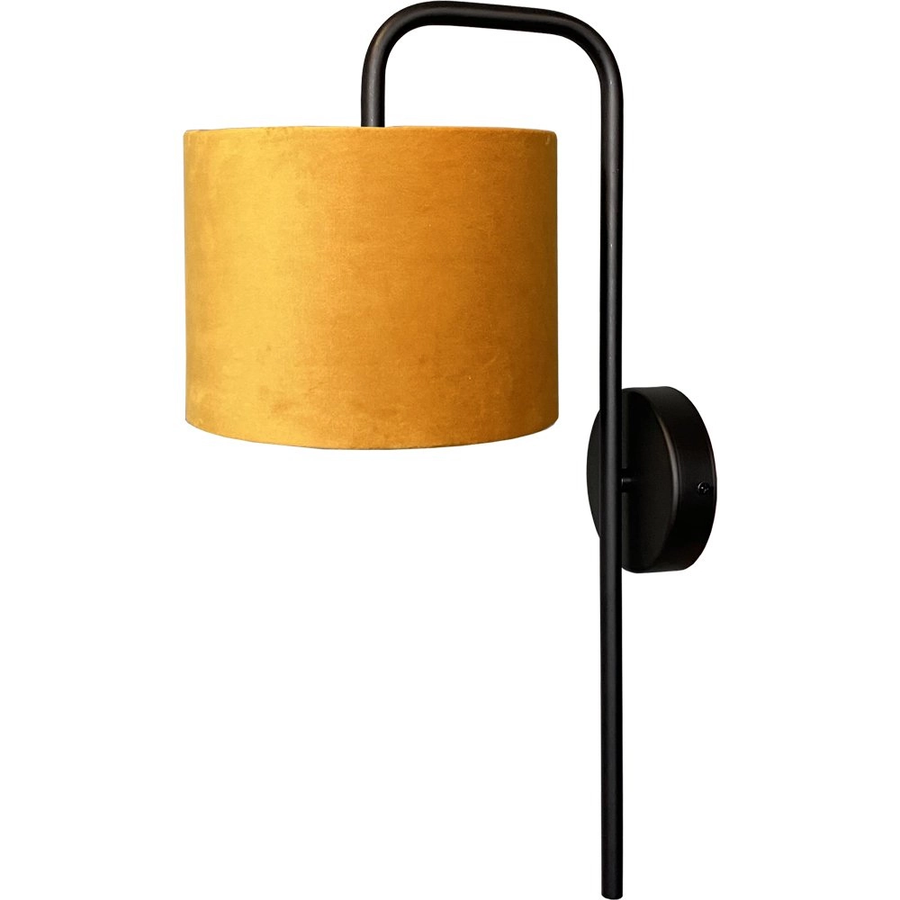 Black wall lamp Venus with ocher yellow lampshade