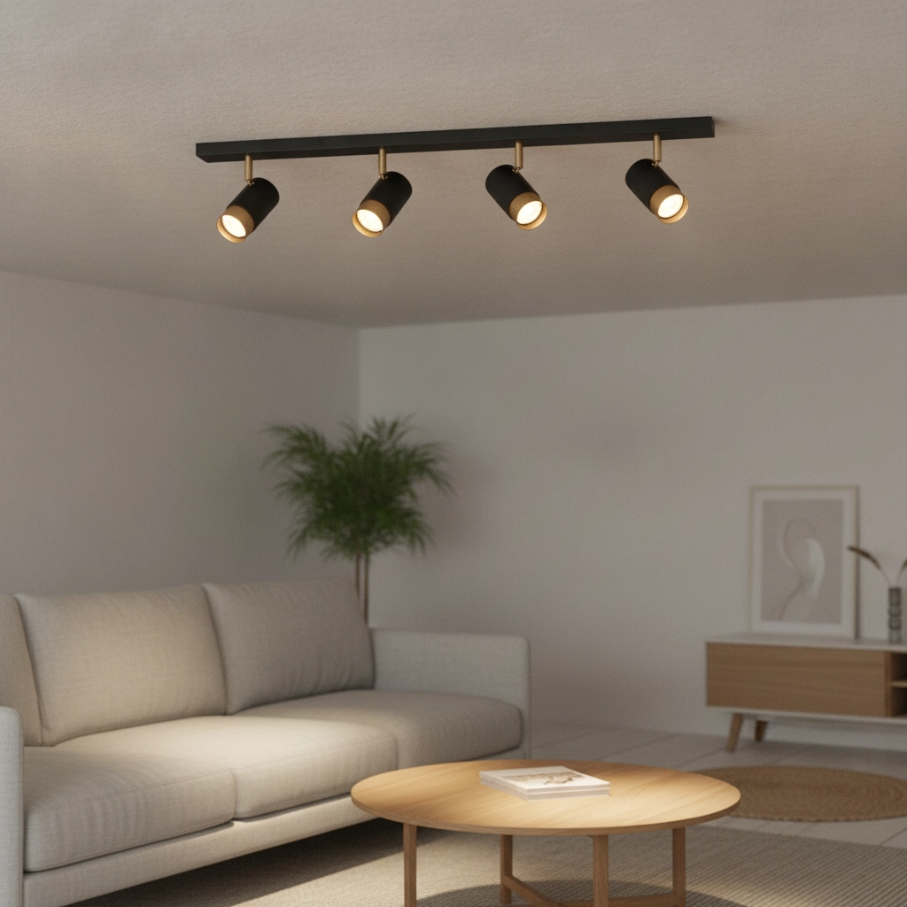 Ceiling spotlight Pogno 4-light black with gold
