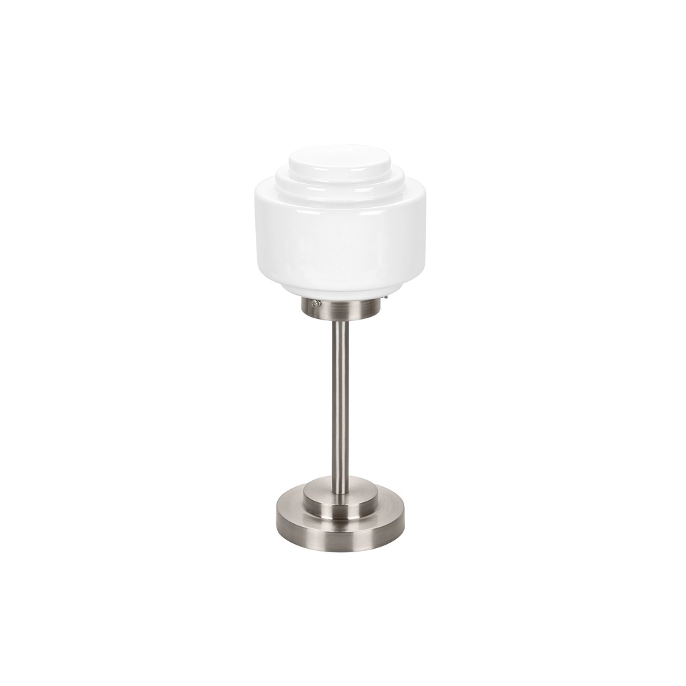 Nickel table lamp Cambridge with white glass Ø 15cm
