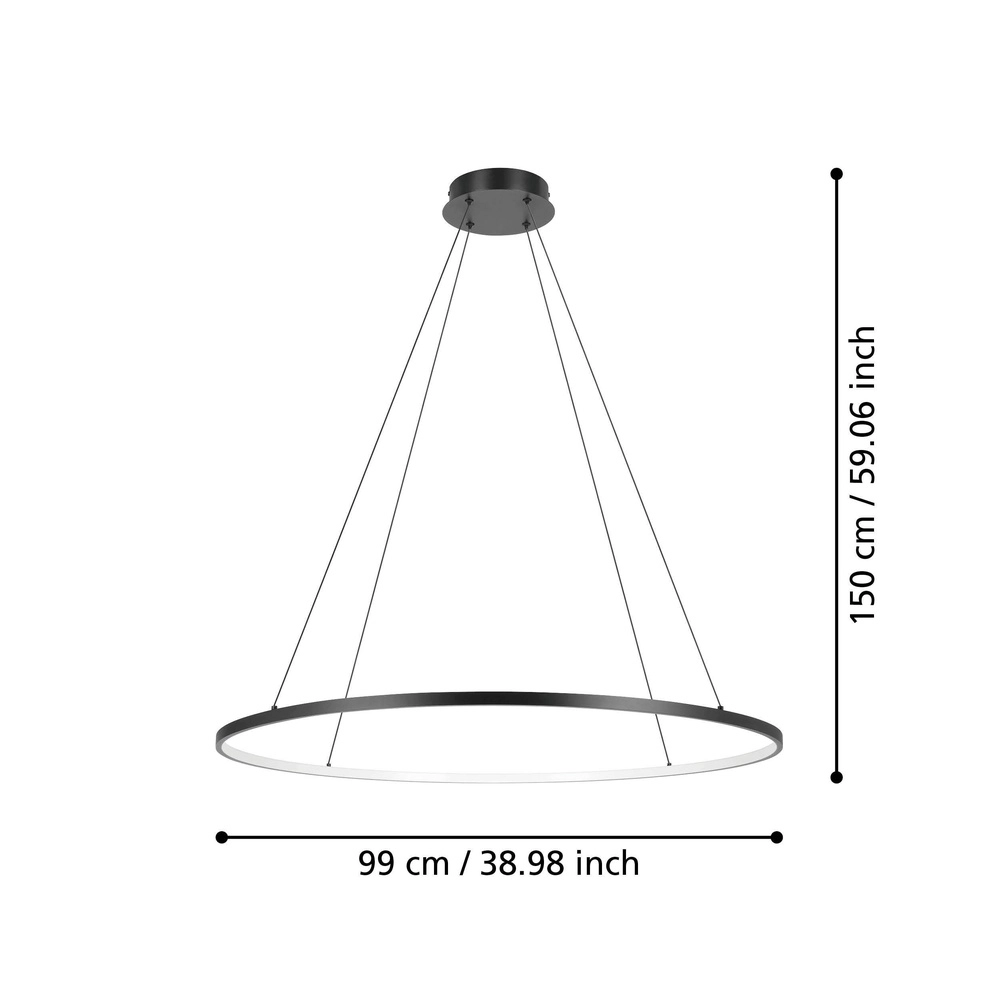XL LED pendant light Parruta Ø 99cm - black Eglo 9008606315697