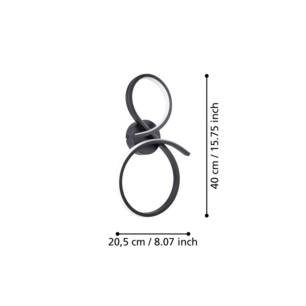 Modern led wall lamp Serpins 40cm - black Eglo 9008606313679