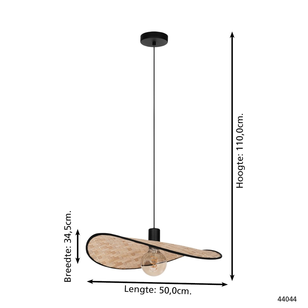 Rattan ceiling lamp Marywell 50x34cm - E27 Eglo 9002759440442