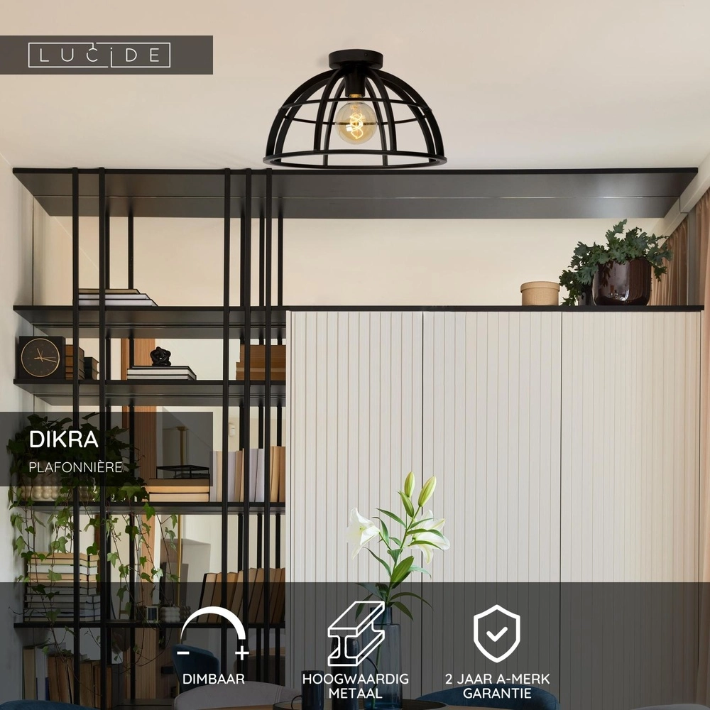 Ceiling lamp Dikra Industrial Black Lucide 5411212761033