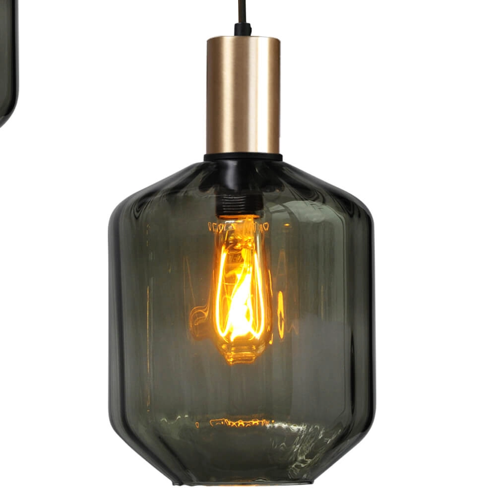 3-light loft hanging lamp - gold - Porto with Jagger green lenses Masterlight 8718121270845