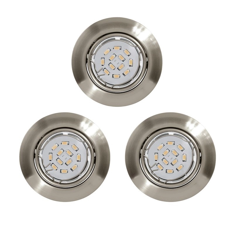 Recessed spotlight Peneto Round 8.7cm set of 3 nickel matt