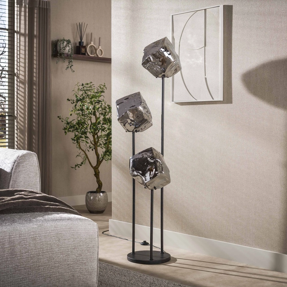 Modern floor lamp Rock 3-light - chrome glass Lyora 8716803511385