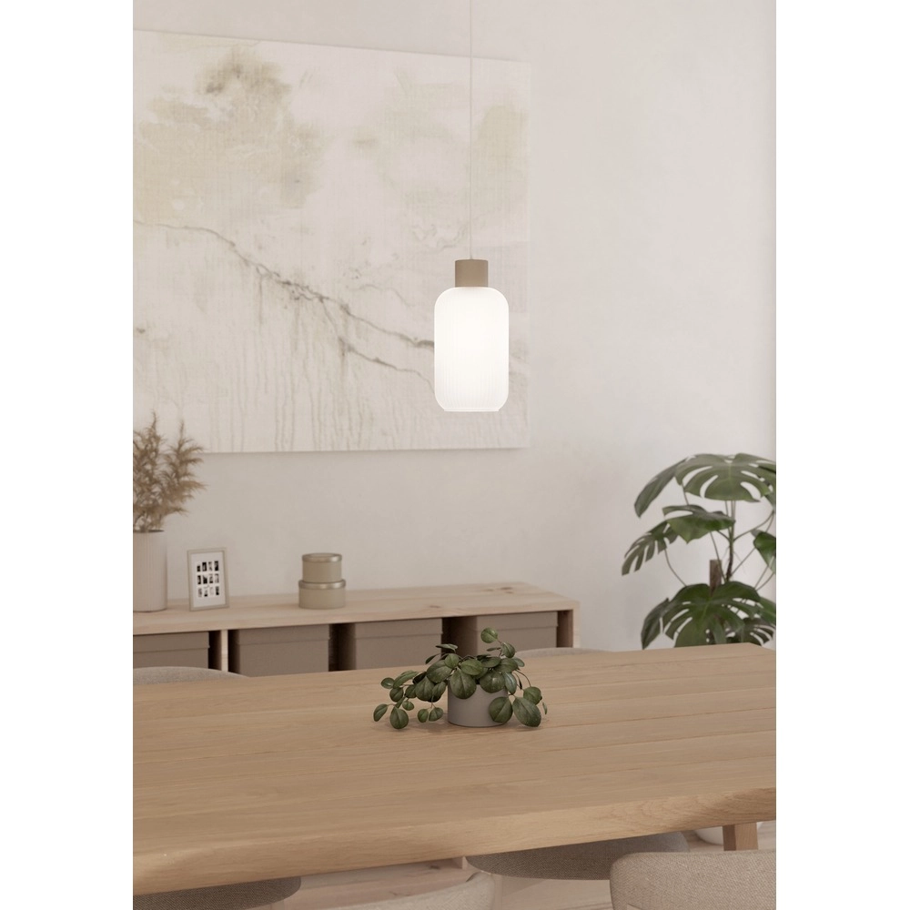Design pendant lamp Dasmina sand brown with white Ø 13cm
