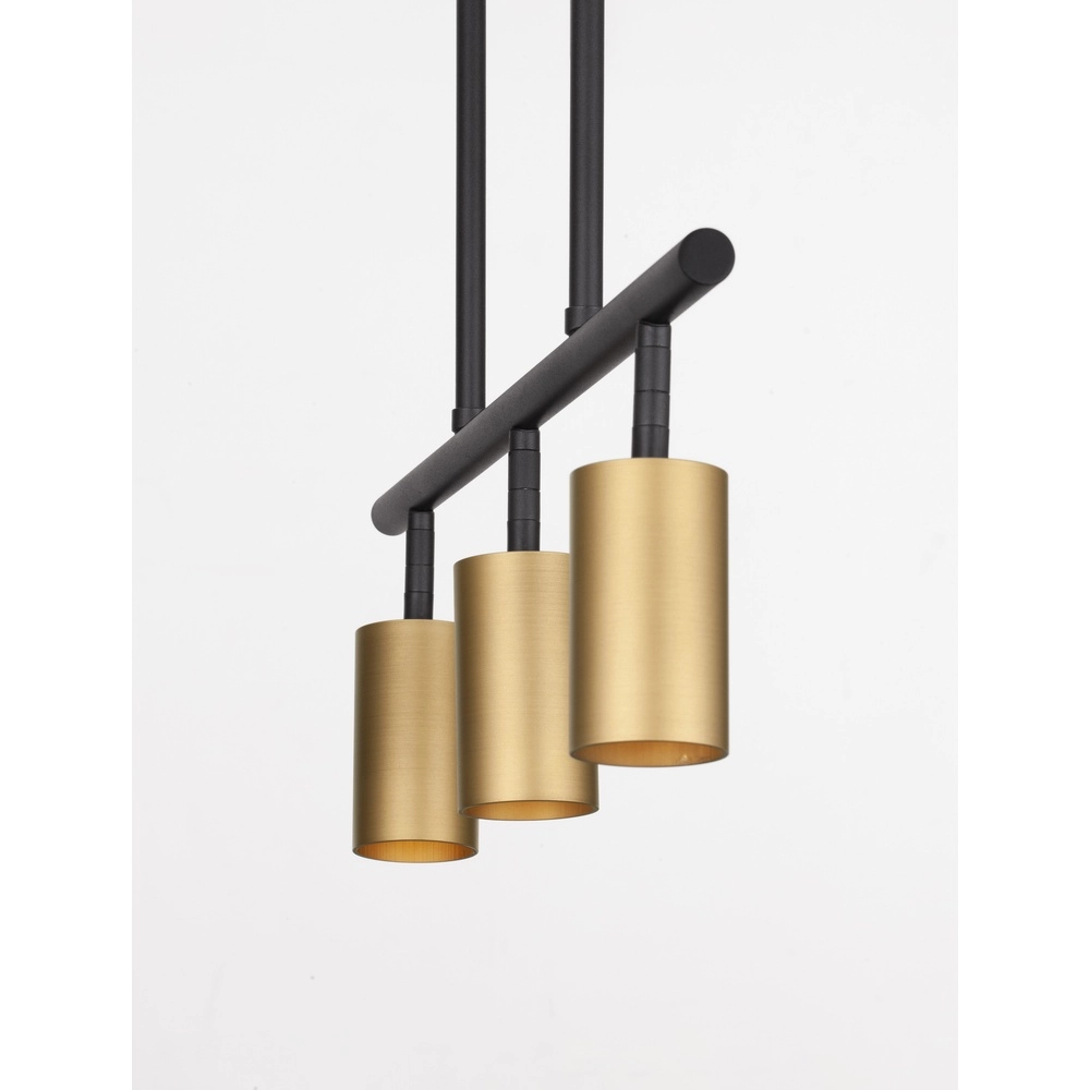 Pendant lamp Pogno 3-light black with gold straight Lyora 5212017440662