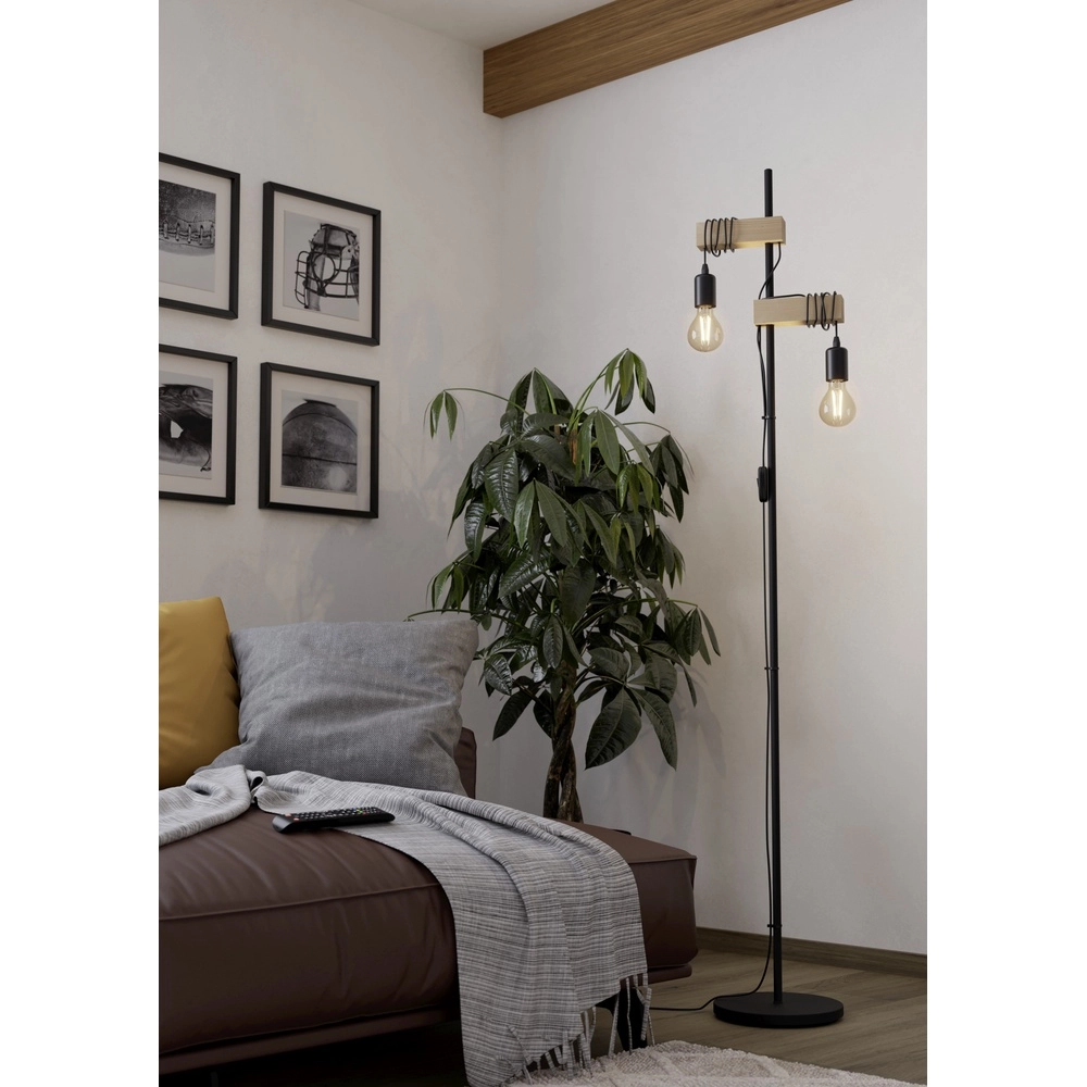 Floor lamp Townshend wood look - 2x E27 Eglo 9002759435165