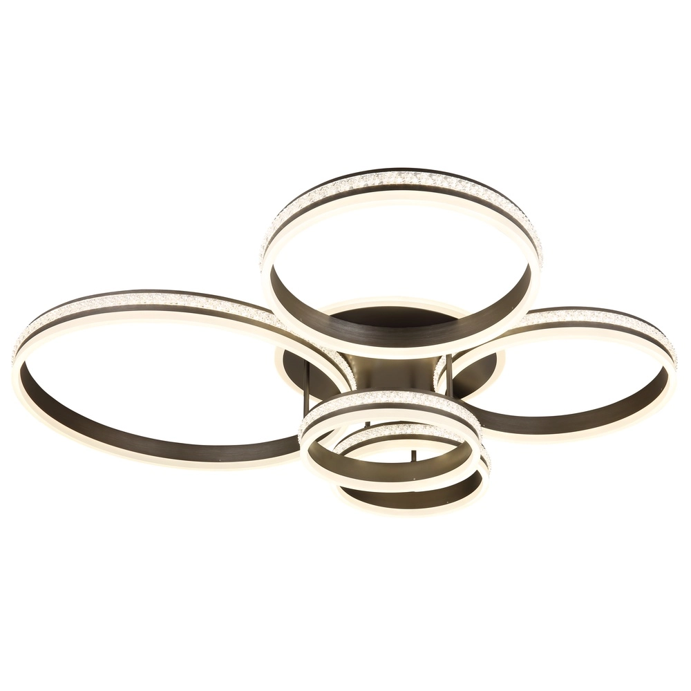 Design ceiling lamp Grouni 5 rings titanium brushed