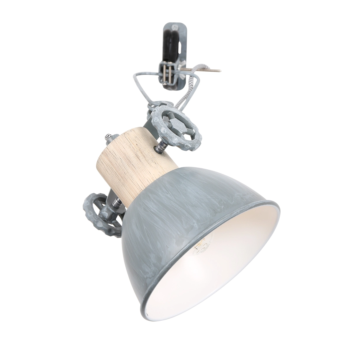 Clamp spot Gearwood zinc grey with wood Steinhauer 8712746133776