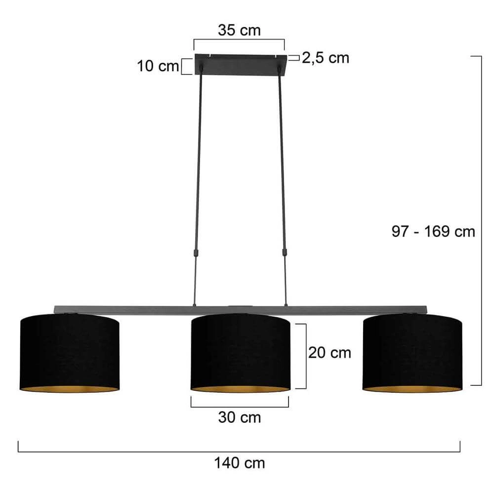 Pendant lamp Stang black Steinhauer 8712746175653
