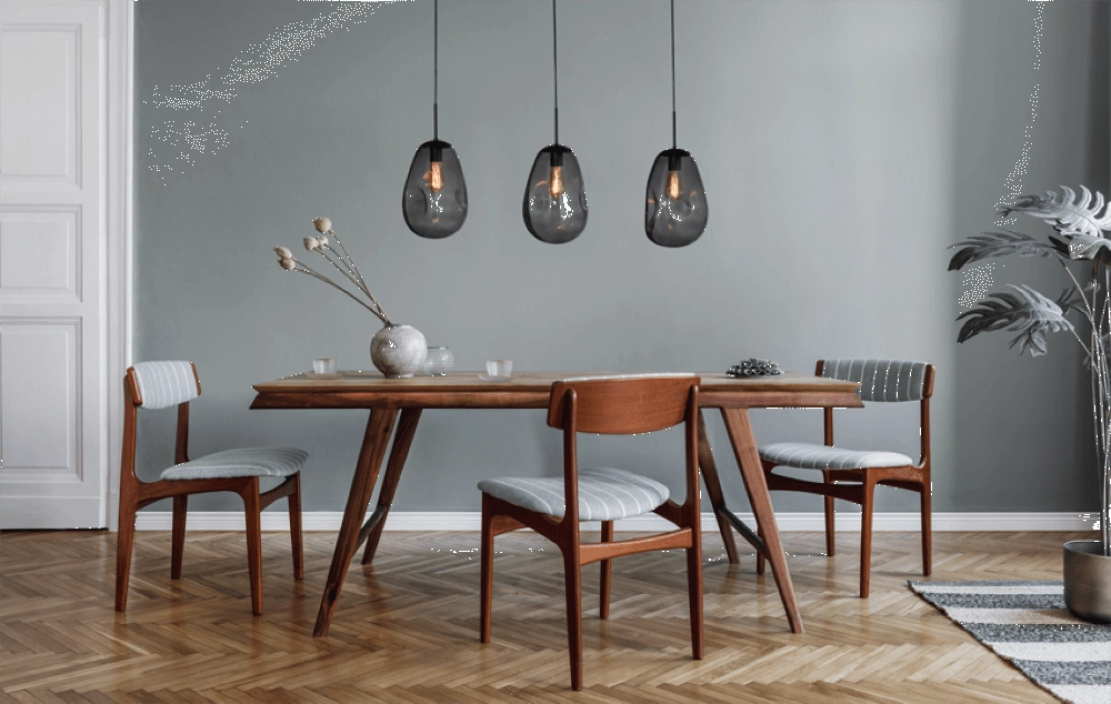 Glass hanging lamp Lava 3x smoke glass Ø 22.5cm Masterlight 8718121286037