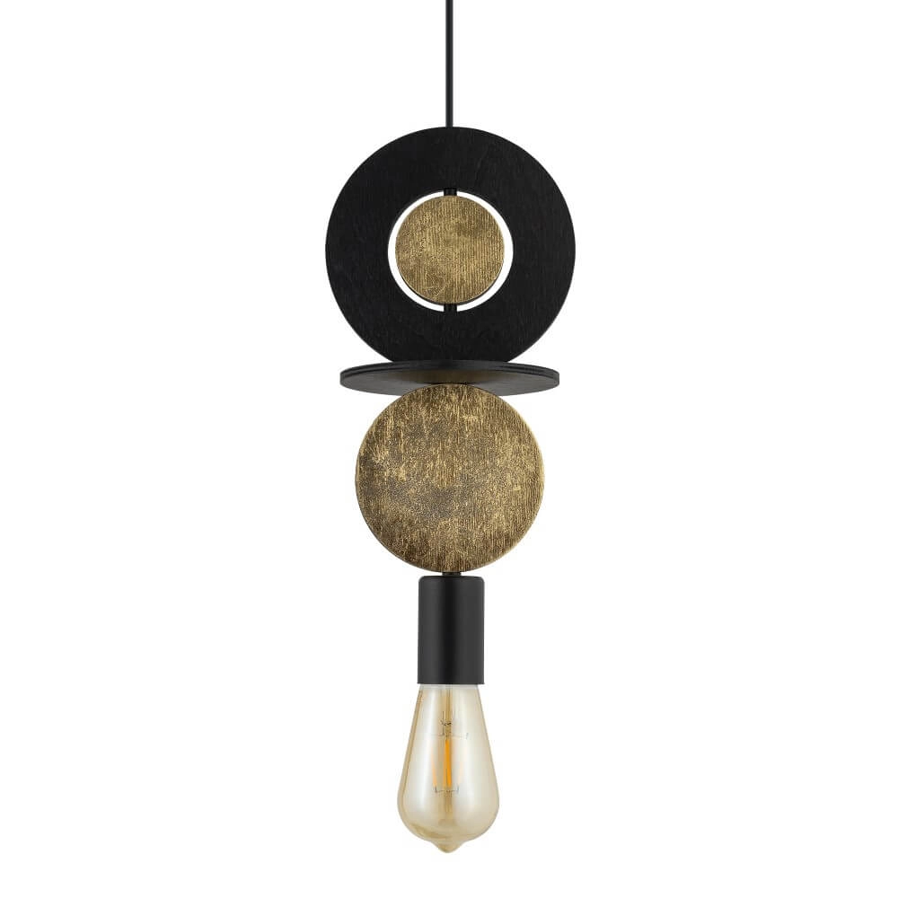 Design pendant lamp Drops Wood E 1-light black Lyora 5903139111775